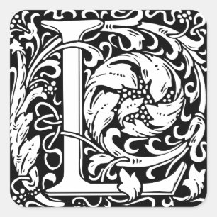 Adesivo Quadrado Letra L Monograma Medieval Arte Nova