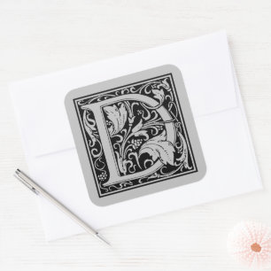 Adesivo Quadrado Letra Maiúscula D Matte Silver de William Morris