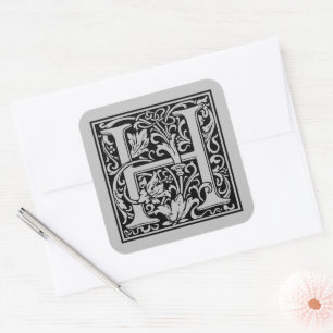 Adesivo Quadrado Letra Maiúscula H Matte Silver de William Morris
