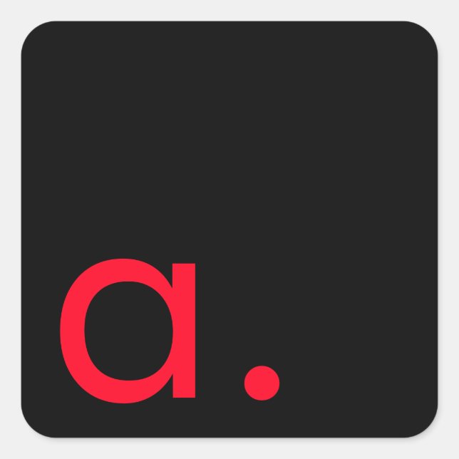 Adesivo Quadrado Letra Negra Vermelha Monograma Inicial Simples (Frente)