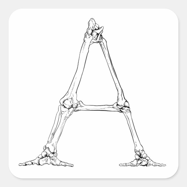Adesivo Quadrado Letra Óssea - A (Frente)