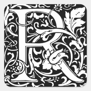 Adesivo Quadrado Letra R Monograma Medieval Art Nouveau
