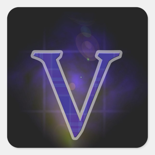 Adesivo Quadrado Letra V (Frente)