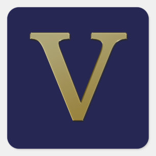 Adesivo Quadrado Letra V Dourada Praça Sticker