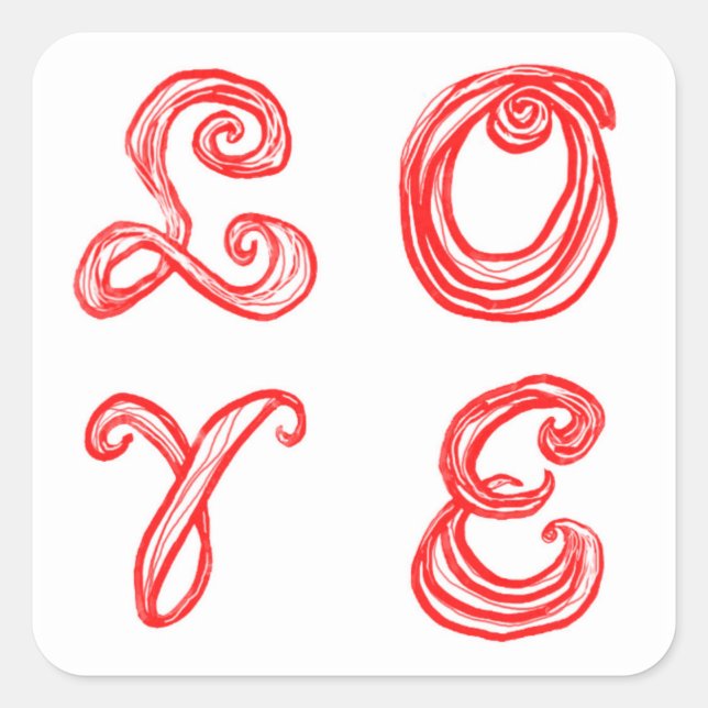 Adesivo Quadrado letra vermelha do tecido de arte de palavras AMOR (Frente)