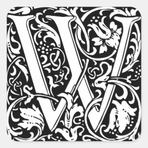 Adesivo Quadrado Letra W Monograma Medieval Art Nouveau