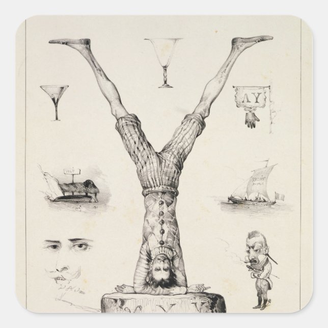 Adesivo Quadrado Letra Y de um primata alfabético (Frente)