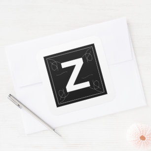 Adesivo Quadrado Letra Z de Monograma Florescer e Enquadrar em Bran