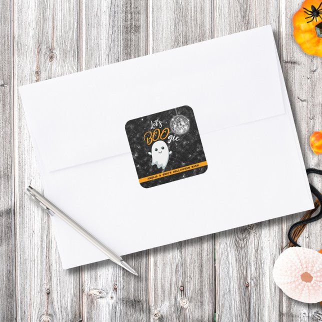 Adesivo Quadrado Let's BOOgie Disco Halloween (Criador carregado)