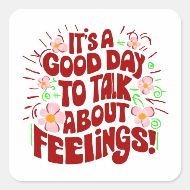 Adesivo Quadrado Let's talk about feelings (Frente)