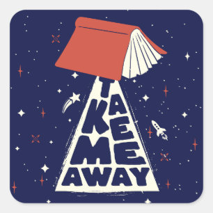Adesivo Quadrado Leva-Me Para Fora, Amante De Livros Engraçados