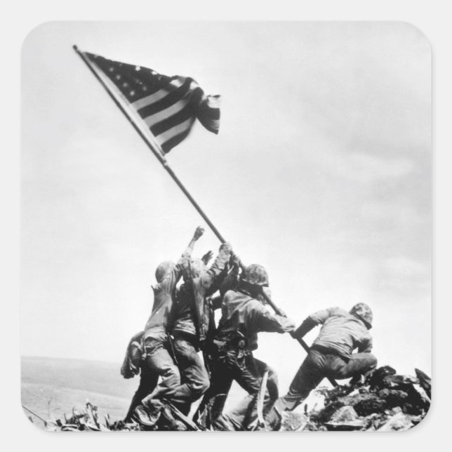 Adesivo Quadrado Levantamento da bandeira na Imagem Iwo Jima_War (Frente)