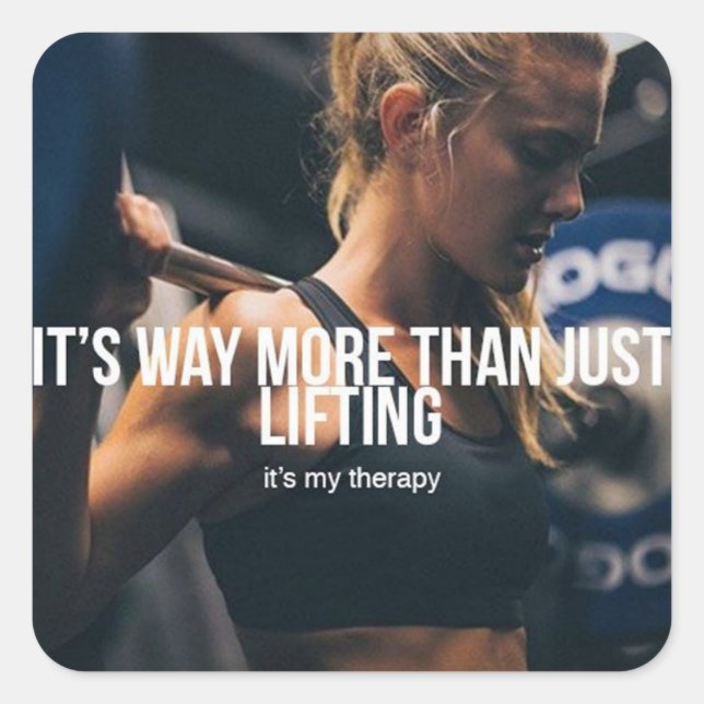 Adesivo Quadrado Levantamento é minha terapia - exercícios feminino (Frente)