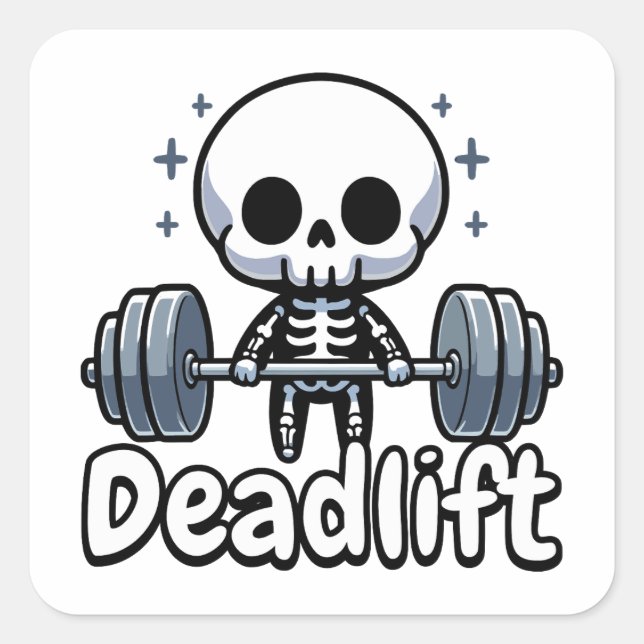 Adesivo Quadrado Levante! Skeleton Cute Deadinclusive (Frente)