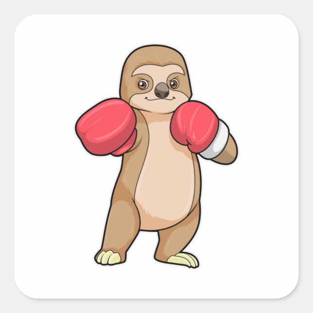 Adesivo Quadrado Leve como boxer com luvas in a box (Frente)