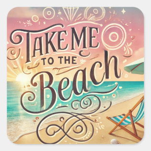 Adesivo Quadrado Leve-me para a praia - Sunset Bliss