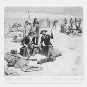 Adesivo Quadrado Lewis e Clark na boca da Colúmbia