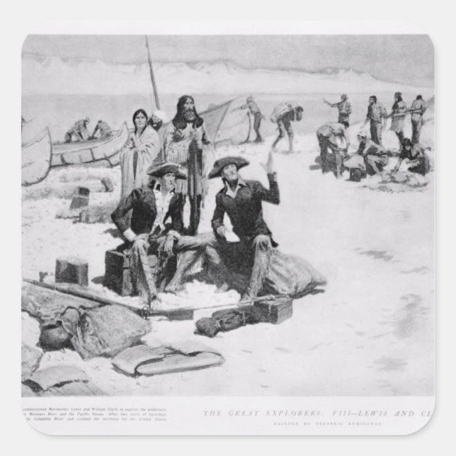 Adesivo Quadrado Lewis e Clark na boca da Colúmbia (Frente)