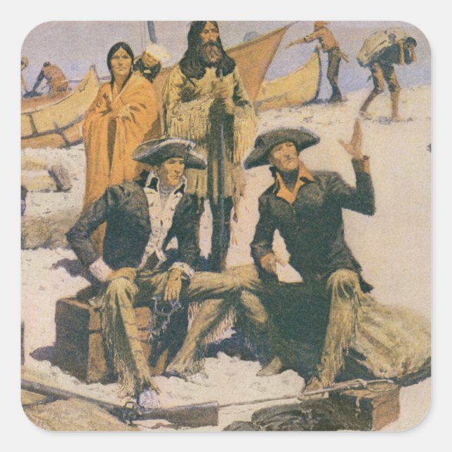 Adesivo Quadrado Lewis e Clark no Rio Columbia (Frente)