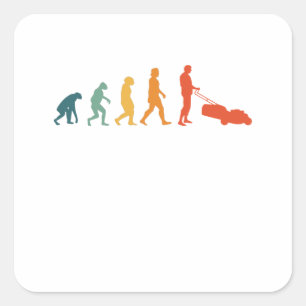 Adesivo Quadrado Lewn Mower Evolution Retro Gardener