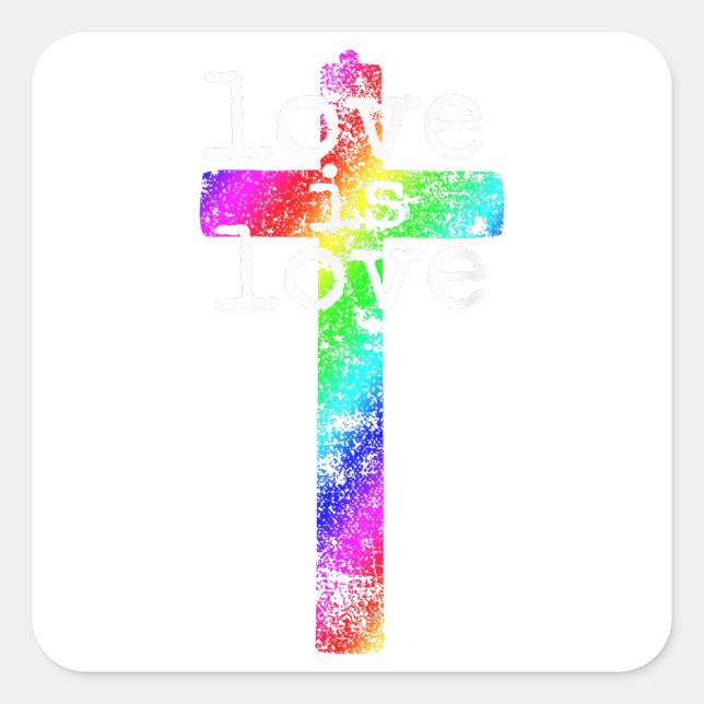 Adesivo Quadrado LGBT gay cristão - Orgulho cruza o amor de Deus (Frente)