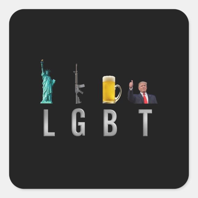 Adesivo Quadrado LGBT - Liberty Guns Beer Trump 6 (Frente)