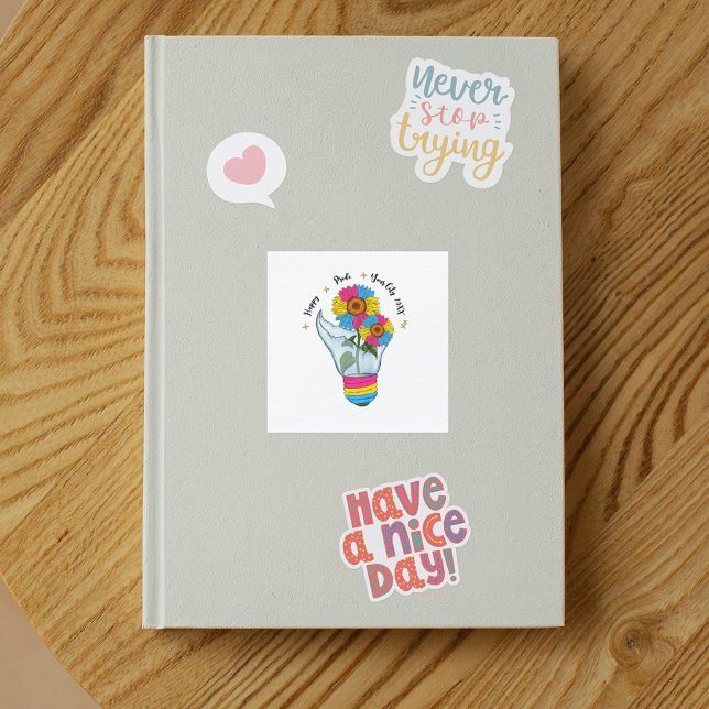 Adesivo Quadrado LGBTQ Bandeira Pansexual Girassóis em lâmpada clar (Criador carregado)