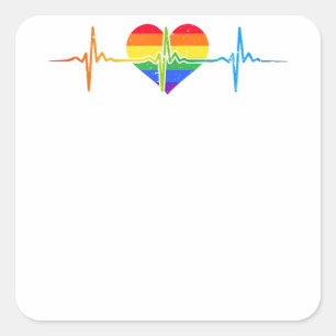 Adesivo Quadrado LGBTQ Gay de pulsação LGBTQ Lésbica de orgulho ado