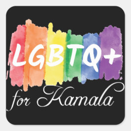 Adesivo Quadrado LGBTQ para a Eleição do Orgulho gay Kamala Rainbow