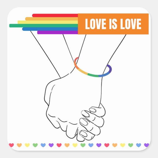 Adesivo Quadrado LGBTQ+ Sticker, Love is Love Sticker, Priorado (Frente)