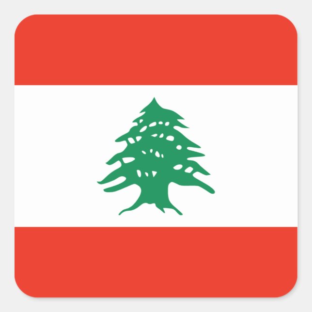 Adesivo Quadrado Libanês Flag Sticker (Frente)