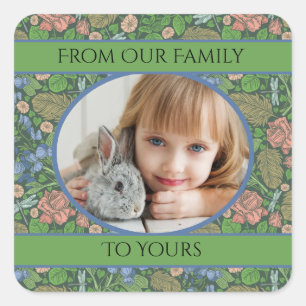 Adesivo Quadrado Libélula Antiga Voando em um Jardim Inglês