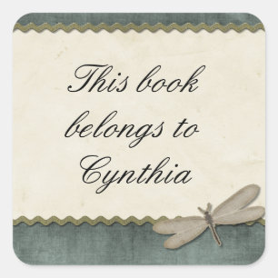 Adesivo Quadrado Libélula verde e fita da sucata personalizadas