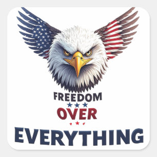 Adesivo Quadrado Liberdade Acima de Tudo Bandeira Americana Patriót