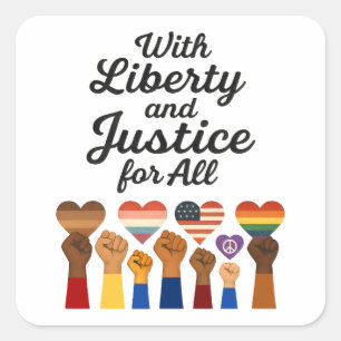 Adesivo Quadrado Liberdade e justiça para todos protestam