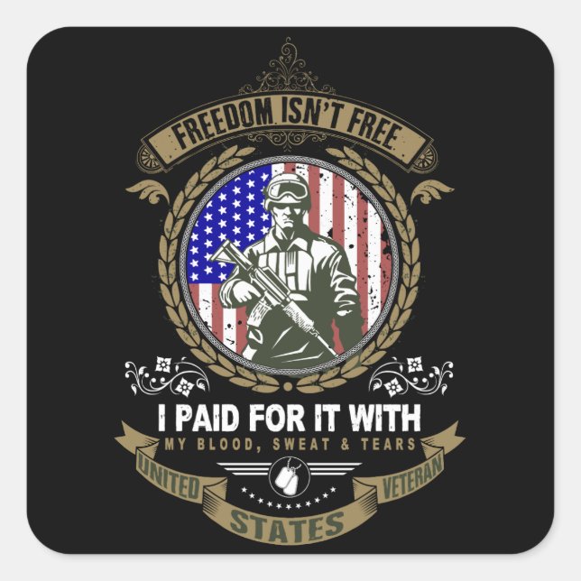 Adesivo Quadrado Liberdade não é veterano livre (Frente)