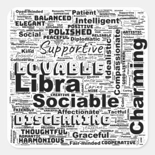 Adesivo Quadrado Libra Zodiac Word Cloud Inspiração