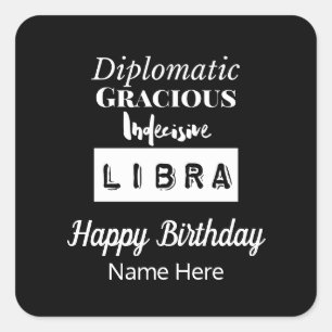 Adesivo Quadrado Libra Zodíaco Características Diversas Aniversário