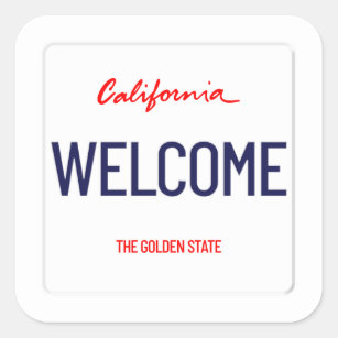 Adesivo Quadrado Licença de Boas-vindas da Califórnia