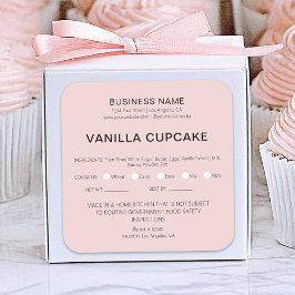 Adesivo Quadrado Licença Legal de Alimentos para Bolo de Padaria Ca