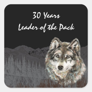 Adesivo Quadrado Líder do aniversário de 30 anos do Lobo Humor Pack