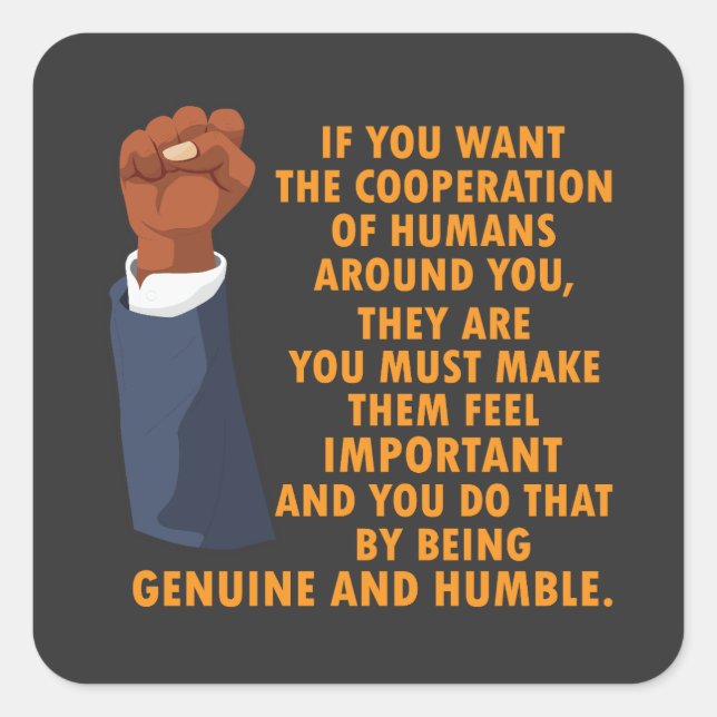 Adesivo Quadrado Líderes de energia Inspiracionais - Histórico Negr (Frente)