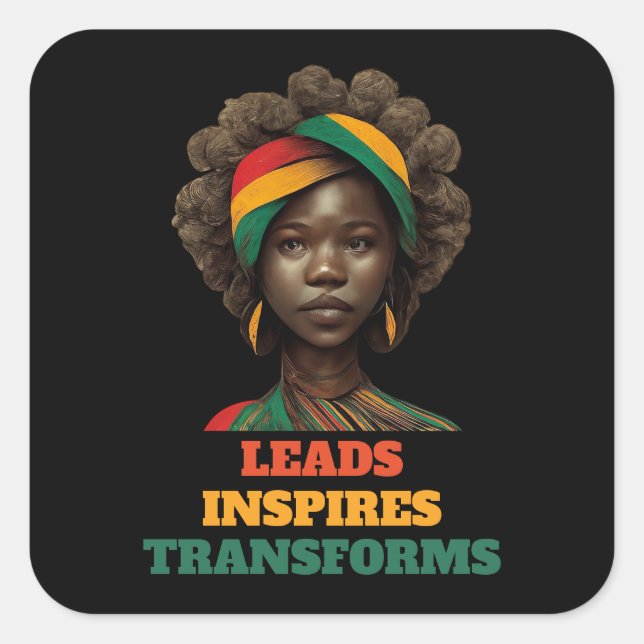Adesivo Quadrado Líderes, Inspiradores, Transforma o Mês da Históri (Frente)