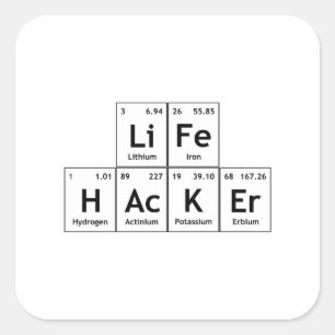 Adesivo Quadrado LiFe HAcKEr Elementos de Química Palavra de Mesa 