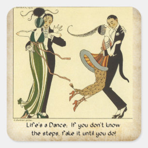 Adesivo Quadrado Lifes uma dança:  Ilustração do art deco