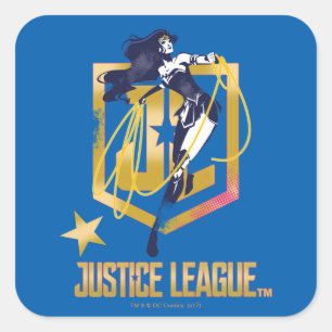 Adesivo Quadrado Liga da Justiça Mulher Maravilha Logotipo JL Pop