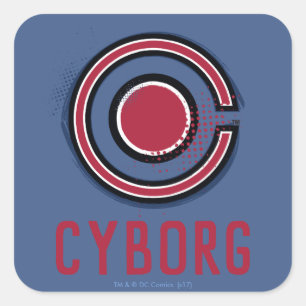 Adesivo Quadrado Liga da Justiça Símbolo Ciborgue Pincel e Meio-T