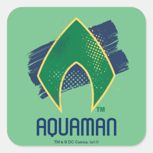 Adesivo Quadrado Liga da Justiça  Símbolo de Aquaman Pincel e Mei