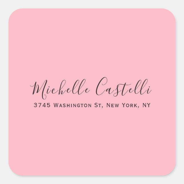 Adesivo Quadrado Light Pink Professional Unique Classic Handwriting (Frente)