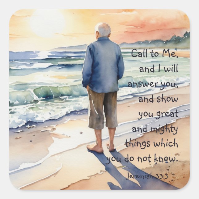Adesivo Quadrado Ligue para mim, e eu responderei, Jer 33:3 (Frente)
